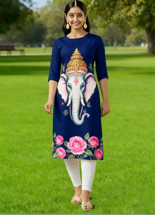 Muslim Dress Kurt Women Fashionable Elegant Straight Tube Casual Slit hem Color Peacock Pattern Islamic Clothing For Women