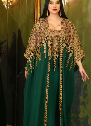 Eid 2 Piece Set with Inner Dress Party Abaya Women Ramadan Cardigan Long Dress Suits Kaftan Vestidos Largos Robe Jalabiya 2024