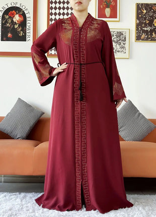 2024 Women Elegant Party Dress Chiffon Open Abaya Muslim Women Dress Islamic Clothing Cardigan Abaya Women Muslim Dress