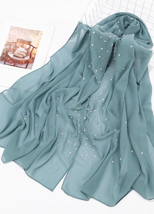 Rhinestone Chiffion Hjab Plain Scarf Tudung Bawal Headscarf Islamic Crystal Hjab Shawls and Wraps Women Muslim Foulard