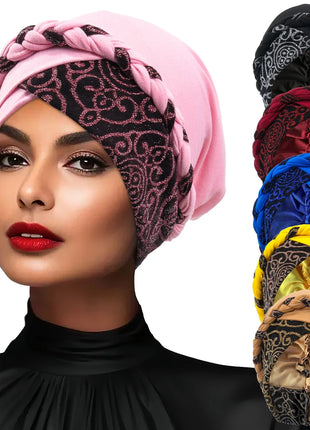 Head Scarf for Muslim Women Turban Cap Ladies Islamic Print Bonnet Hat Braid Headband Turbante Mujer Beanies Hats