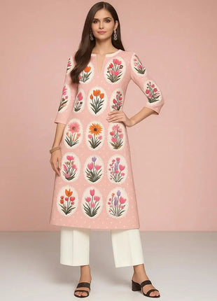 Muslim 2026 Women's Kurt Fashionable And Elegant Straight Tube Casual Peacock Pattern Flowers Comfortable Dress Abayas Femme