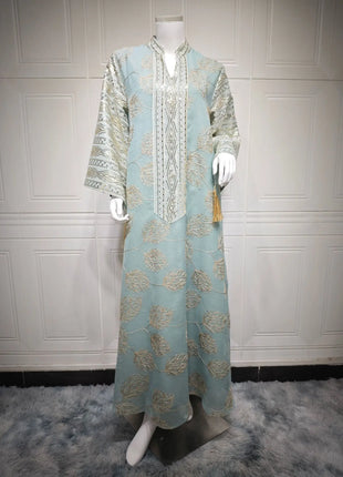 Muslim Women's Black Islamic Embroidered Abaya with Gold Detailing Ideal for Formal Occasions in Middle East like UAE and Saudi