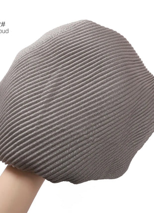 New Breathable Soft Solid Color Silver Silk Crumpled Shiny Pleated Shawl Women's Hair Towel Scarf One Piece Dropshipping