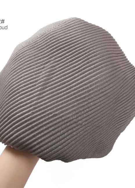 New Breathable Soft Solid Color Silver Silk Crumpled Shiny Pleated Shawl Women's Hair Towel Scarf One Piece Dropshipping