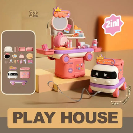 Kids Doctor Kitchen Makeup Toys for Girls Interactive Pretend Game Set Portable Foldable Storage Box Children Birthday Gifts