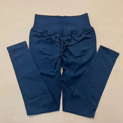 Women's High-Waisted European Style Seamless Leggings For Cycling Fitness Outdoor Sports Peach Push-Up Waist Leggings