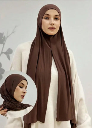 Instant Hijab Scarf for Women Muslim Easy To Wear Jersey Head Scarf Wrap Thin Breathable Soft Sunscreen Pullover Head Wrap