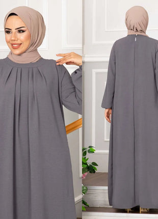 Women Eid Muslim Dress Ramadan Morocco Pleated Party Dresses Dubai Kaftan Islam Vestidos Arab Long Robe Solid Abaya Modest