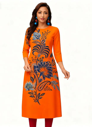 Muslim Women Kurtta Casual Dress National Style Straight Casual Ethnic Peacock Mandarin Design Turkish Abaya Slit hem