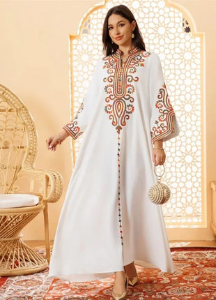 Ramadan Muslim Women's Embroidered Loose abaya Dresses For Women Gala Morocco Dubai Elegant Casual Kaftan
