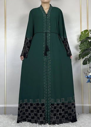 2024 For Women Elegant Dresses Dubai Party Outfits Long Sleeved Chiffon Dashiki Muslim Women Robe Open African Abaya Clothing