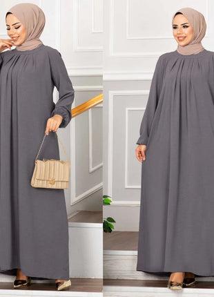 Women Eid Muslim Dress Ramadan Morocco Pleated Party Dresses Dubai Kaftan Islam Vestidos Arab Long Robe Solid Abaya Modest