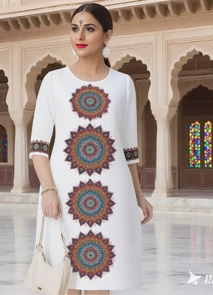 Muslim Dress Kurt Fashionable Elegant Straight Tube National Style Flowers Pattern Noble Skirt Slit Hem Abito Donna Musulmana