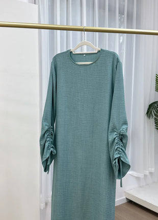 Eid Modest Dress for Women Abaya Lace-up Sleeve Morocco Party Dresses Ramadan Vestidos Largos Kaftan Islam Dubai Arab Long Robe