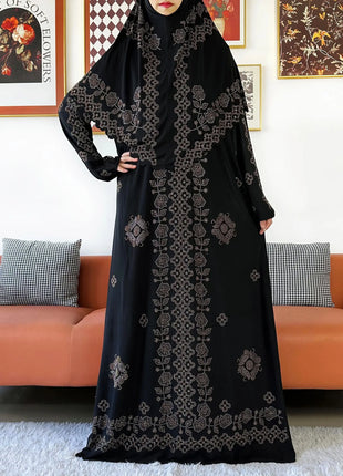 Muslim Two Piece Set Hijab Prayer Dress Fashion Abaya Set Women Prayer Garment Hijab Long Khimar Long Dress Sets Islamic Ramadan