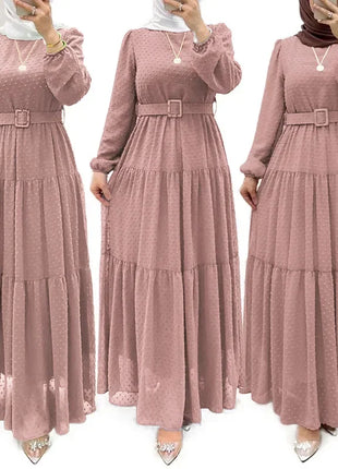 Long Robe Modest Muslim Women Abaya Sashes Dresses Jalabiya Eid Ramadan Morocco Dubai Saudi Kaftan Islam Vestidos Arab Abayas