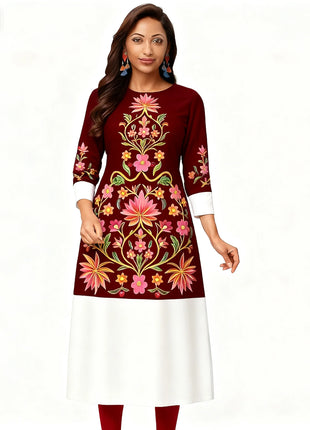 Muslim Kurtta Women's Turkish Abaya Comfortable Kurt Dress Straight Tube Slit hem Peacock Casual Ethnic Middle Eastern Arabic