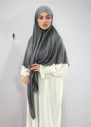 145*145cm Large Size Jersey Modal Square Scarf Stretchy Muslim Instant Hijab Layer Khimar Eid Islamic Women Prayer Headscarf