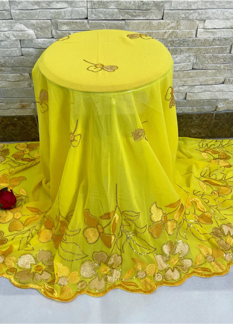 New Muslim Ramadan Scarf  Femme Musulman Foulard Hijabs For Woman African Islam Dubai Chiffon Sequins Embroidery Scarf Shawl