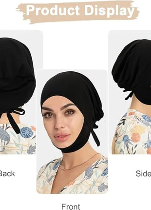 1PC Hijab Undercap for Women,Islamic Muslim Full Cover Face Veil Silk Fabric Turban Cap Underscarf Ramadan Accessory Daily Wear