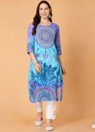 Muslim Black Dress Kurt Women's Fashionable Slit hem Straight Tube Casual Flowers Elephant Pattern Islamic Abito Donna Musulmana