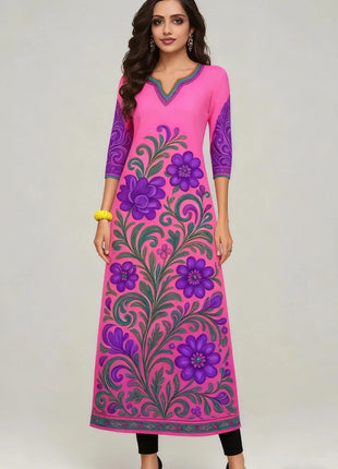 Muslim Kurt Flowers Women's Fashion Comfortable Long Sleeve Straight Casual Ethnic Vestidos Longos Parrot 3D Print New Dress