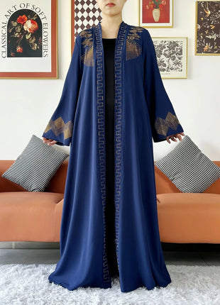 New Women Elegant Dress Chiffon Open Abaya with Zipper Muslim Women Dress Islamic Clothing Cardigan Abaya Women Muslim Dress