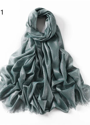 2025 Abaya Women Veil Gold Solid Color Muslim Head Scarf Shawls and Wraps Glitter Pashmina Bandana Female Foulard Hijab