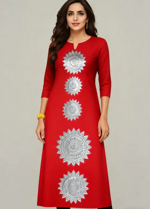 Muslim Women's Kurt Casual Fashion Dress Straight Tube Casual Ethnic Flower Muslim Fashion Long Sleeve Dresses National Style
