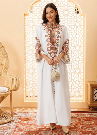 Ramadan Muslim Women's Embroidered Loose abaya Dresses For Women Gala Morocco Dubai Elegant Casual Kaftan