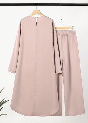 Ramadan Two Piece Sets Shirt &Pants Women Muslim Suits Shirt Blouse Musulman Ensembles Moroccan Kaftan Islamic Dress Sets