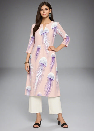 Muslim Dress Kurtta Women Fashionable And Elegant National Style Straight Tube Casual Round Neck Colorful Elephant Pattern Dress