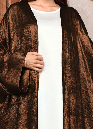 Shiny Party Abaya Ramadan Eid Batwing Satin Open Kimono Dubai Luxury Muslim Damen Abayas For Women Kaftan Dress Islamic Clothing