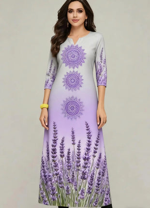 Dress Kurt Women's Fashionable And Elegant National Style Straight Tube Casual Round Neck Colorful Elephant Pattern Dress