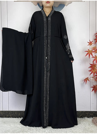 New Dubai Style Women Elegant Dress Long Sleeves Open Abaya Muslim Women Dress Islamic Clothing Casual Abaya Women Muslim Dress