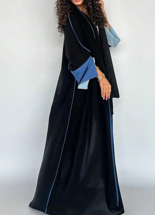 Middle Eastern Loose Abaya Muslim Full Sleeve Open Front Abayas Elegant Kaftans Women Jilbabs Arabian Islamic Maxi Dresses