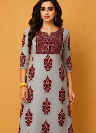 Muslim Kurt Women's Casual Fashion Dress National style Straight Tube Casual Ethnic Red Flower Kaftan Moroccan Women
