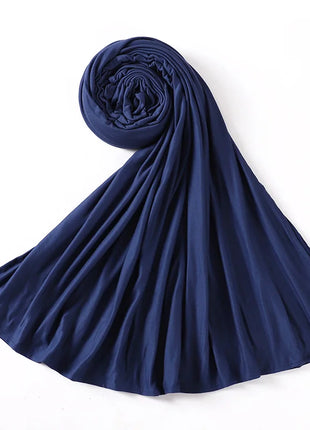 Muslim Plain Cotton Jersey Hijab Scarf Solid Color With Good Stitch Stretchy Soft Turban Head Wraps Shawl Foulard Femme