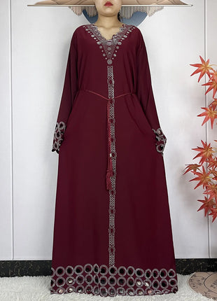 2024 New Dubai Muslim Femme Elegant Dress African Abaya For Women Arabic Islamic Robe Chiffon Fabric Long Sleeve Turkey Clothing