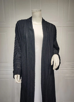 2024 New Fashion Muslim Kimono Abaya Solid Striped Retro Ethnic Cardigan Robe Dubai Middle Eastern Saudi Arabia Eid Clothes