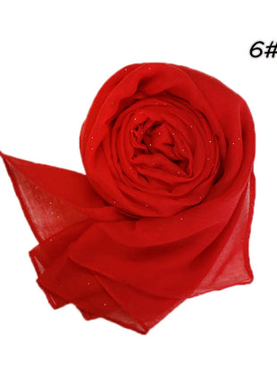 Shimmer Glitter Cotton Viscose Hijab Scarves For Women Muslim Long Shawls Headscarf Wraps Solid Headbands Stole Bufandas Turbans