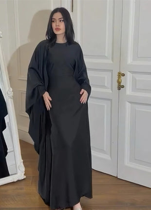 Eid Shiny Batwing Satin Abaya Dubai Luxury 2024 Muslim Abayas For Women Maxi Kaftan Dress Islamic Clothing Caftan Marocain Femme