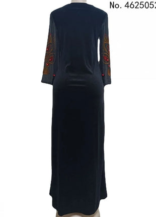 Customized African Dresses For Women Velvet Design Dashiki Beading Abaya Bandage Maxi Bazin Vintage Robe Gowns Africa Sexy Lady