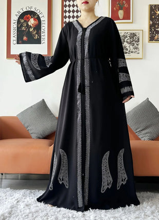 2024 Women Elegant Party Dress Chiffon Open Abaya Muslim Women Dress Islamic Clothing Cardigan Abaya Women Muslim Dress