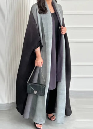 Wind Coat for Women 2024 Autumn New Style Gradient Color, Plus Fat and Enlarged Bat Sleeves, Scarf Style Long Outerwear
