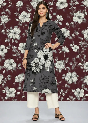 Muslim Kurt Flowers Women's Fashion Comfortable Long Sleeve Straight Casual Ethnic Vestidos Longos Parrot Print New Dress