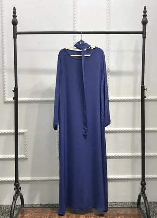 Fashion Sliky Djellaba Muslim Dress Dubai Full Length Flare Sleeved Soft Abaya Dubai Turkey Muslim Islam Robe WY921