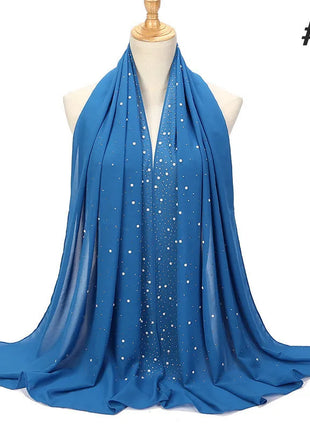 180*70CM New Plain Diamond Beads Bubble Chiffon Instant Hijab Shawls Solid Thick Head Wraps Foulard Sjaal Muslim Bonnet Cachecol