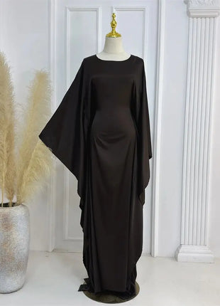 Eid Shiny Batwing Satin Abaya Dubai Luxury 2024 Muslim Abayas For Women Maxi Kaftan Dress Islamic Clothing Caftan Marocain Femme